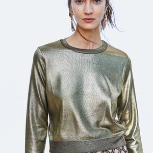 Zara Gold Metallic Look Sweater (Medium)